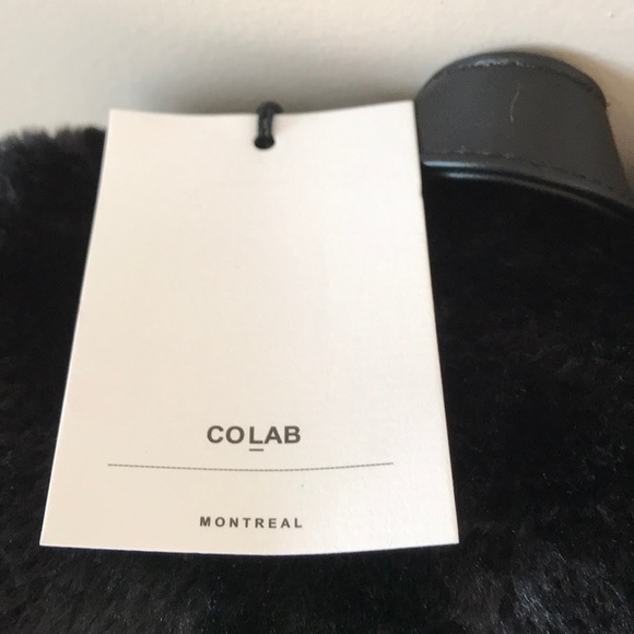 COLAB BLACK VEGAN LEATHER FAUX FUR BACKPACK NWT - Picture 2 of 7